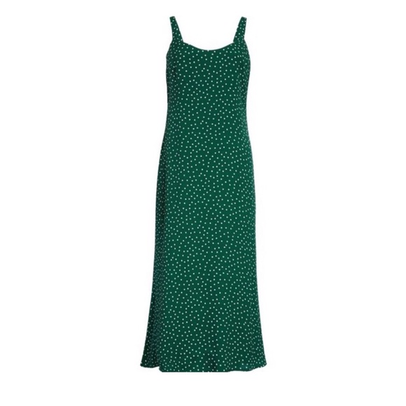 Reformation Avalon Slip Midi Dress Green Polka Dot sz 6 - Picture 7 of 7